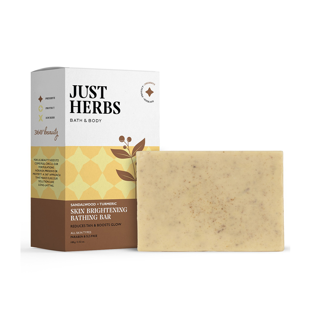 Just Herbs Sandalwood + Turmeric Skin Brightening Bathing Bar