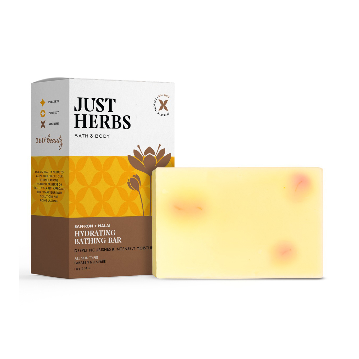 Just Herbs Saffron + Malai Hydrating Bathing Bar