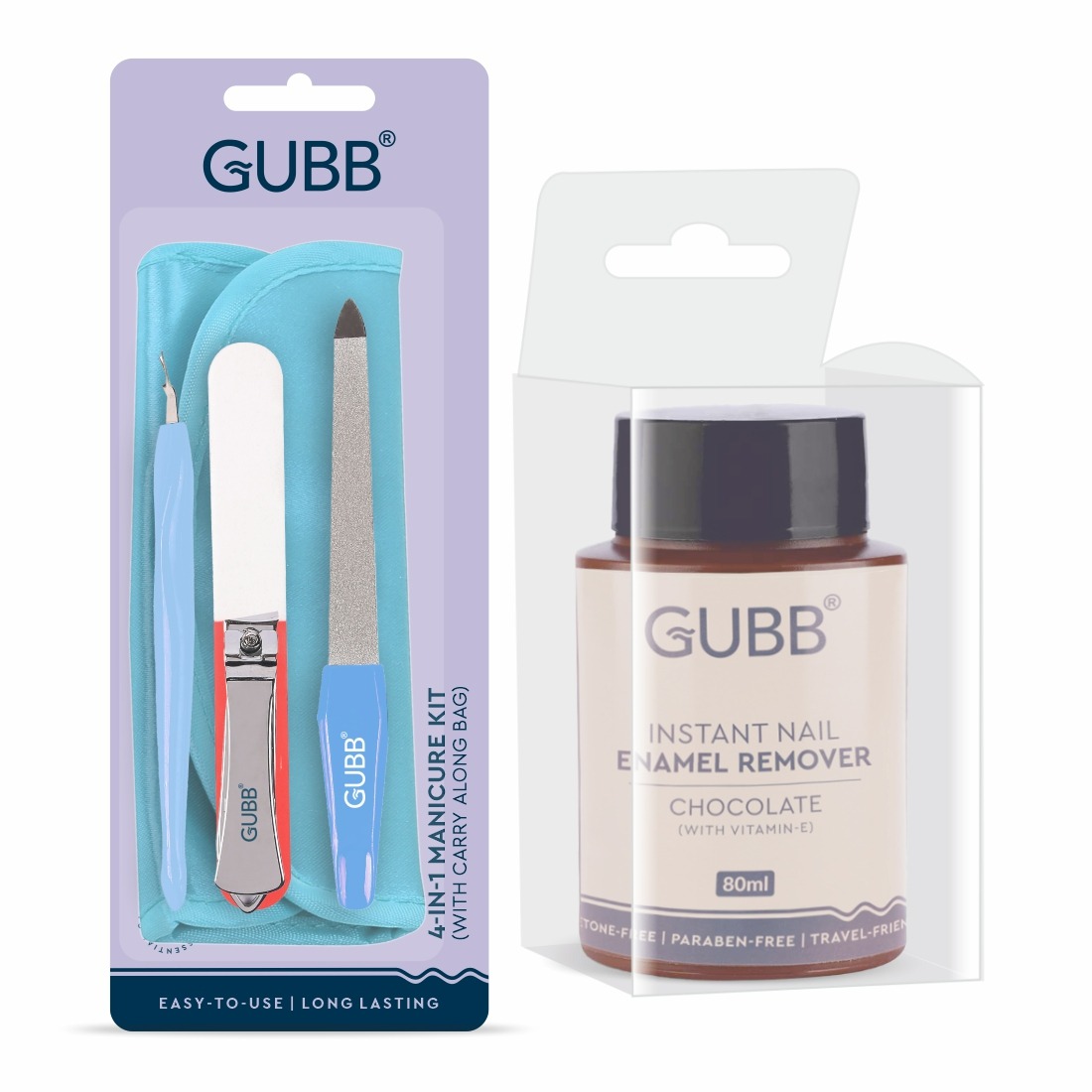 GUBB Mani Care Kit - Manicure Kit 4 In 1 & Acetone Free Nail Paint Remover Dip And Twist - Chocolate Aroma
