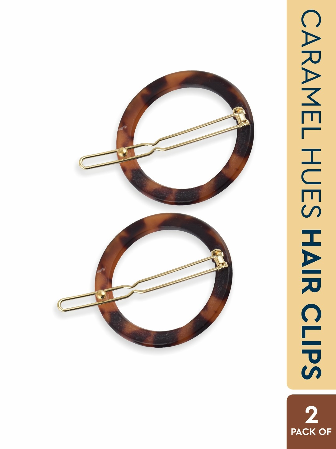 GUBB Caramel Hues Hair Clips Set for Girls & Women | Hair Clips/Pins/Hair Accessories for Girls & Women (2 Piece Hair Clips)