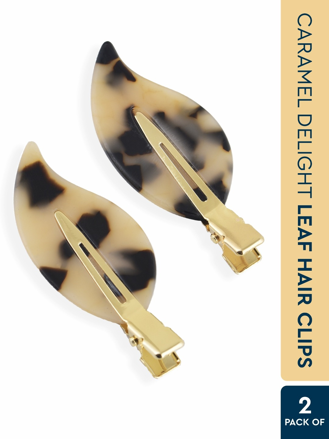 GUBB Caramel Delight Leaf Hair Clips Set for Girls & Women | Hair Clips/Pins/Hair Accessories for Girls & Women (2 Piece Hair Clips)