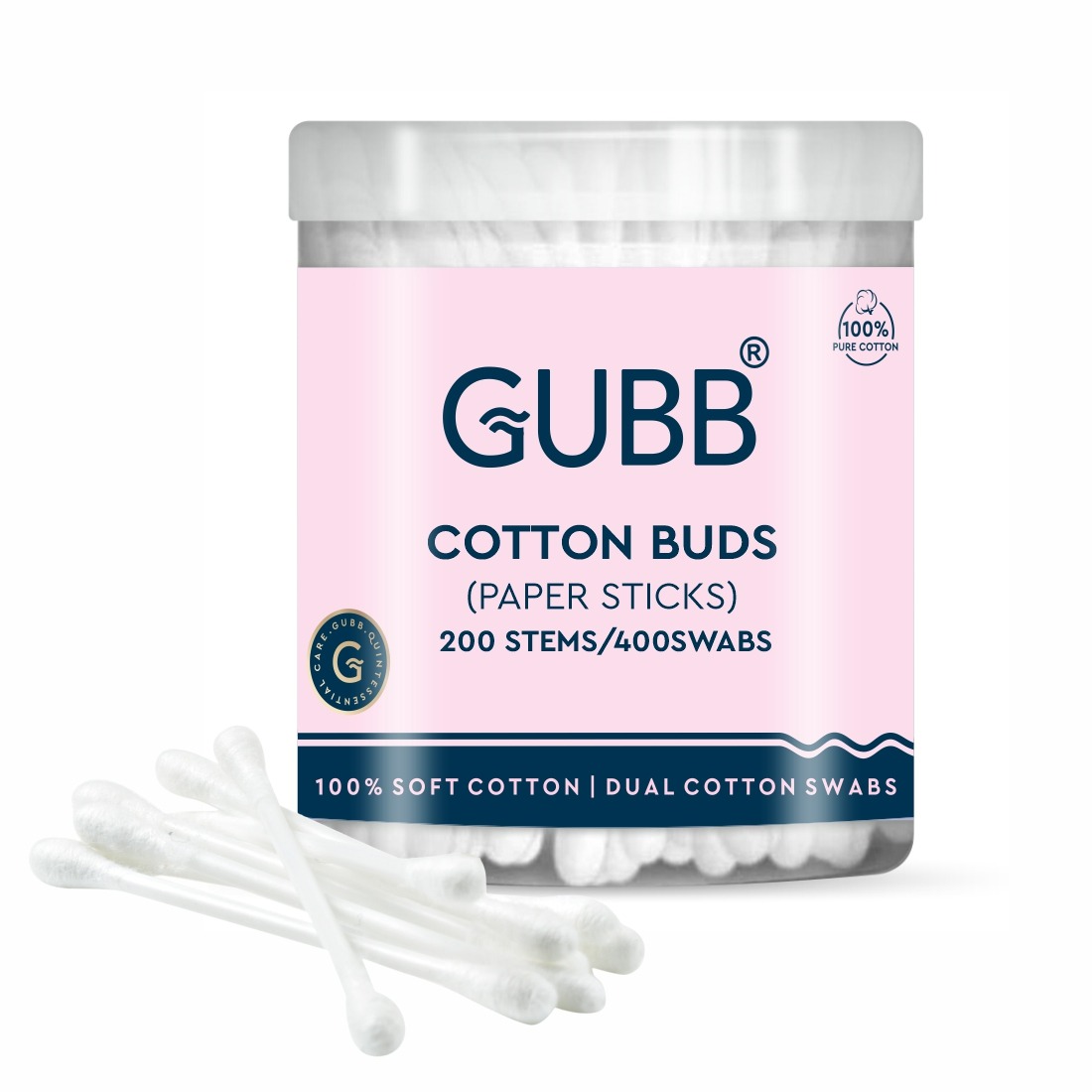 GUBB Paper Stick Cleaning Cotton Ear Buds Swabs for with Safety Tip 200 Sticks
