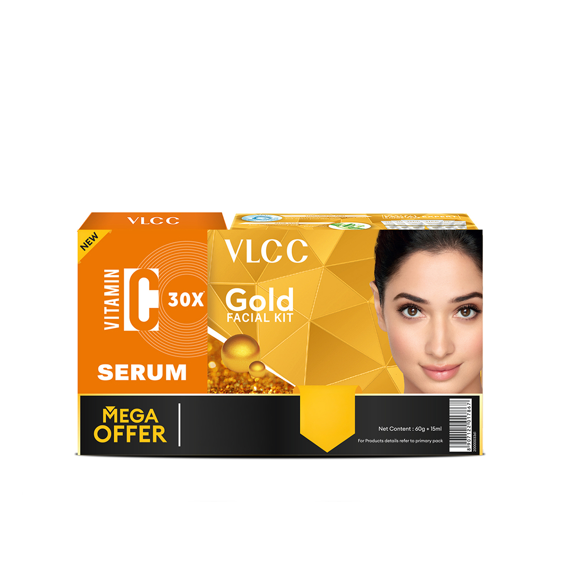 VLCC Gold Facial Kit - 60g with Free Vitamin C Serum - 15ml