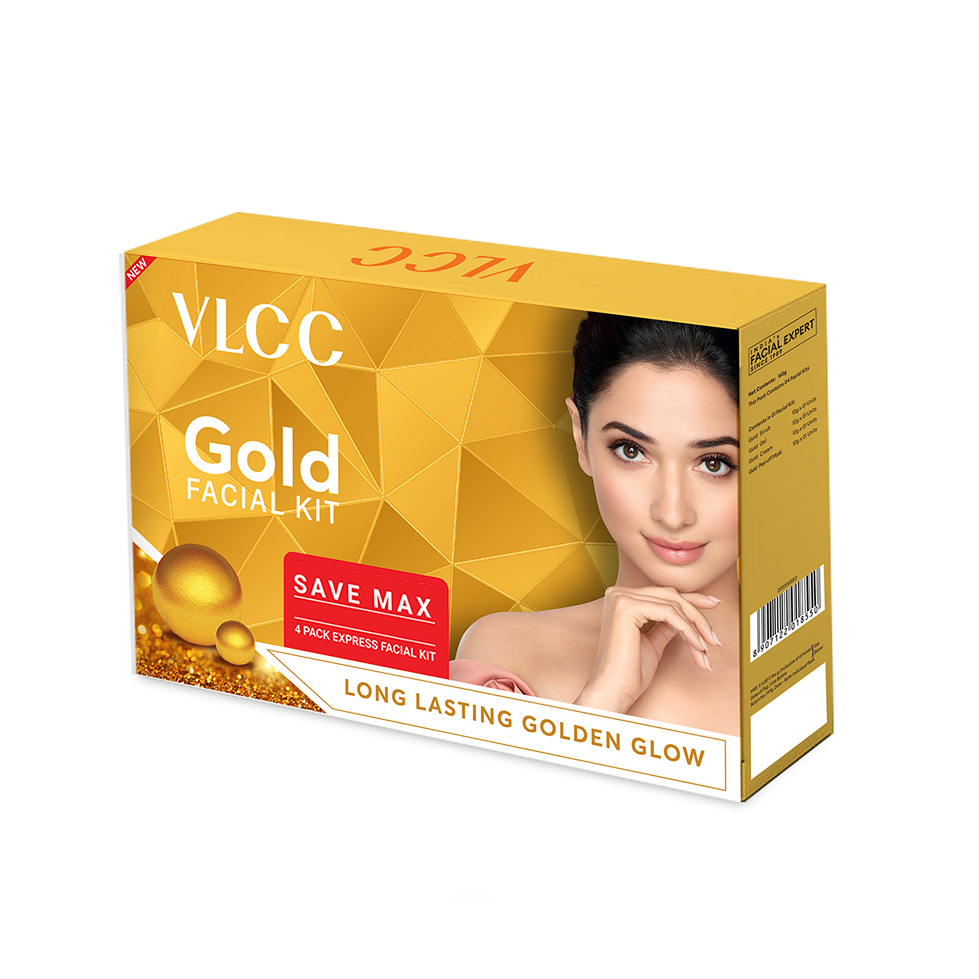 VLCC Gold Facial Kit - 160g (Pack of 4) - Long Lasting Golden Glow