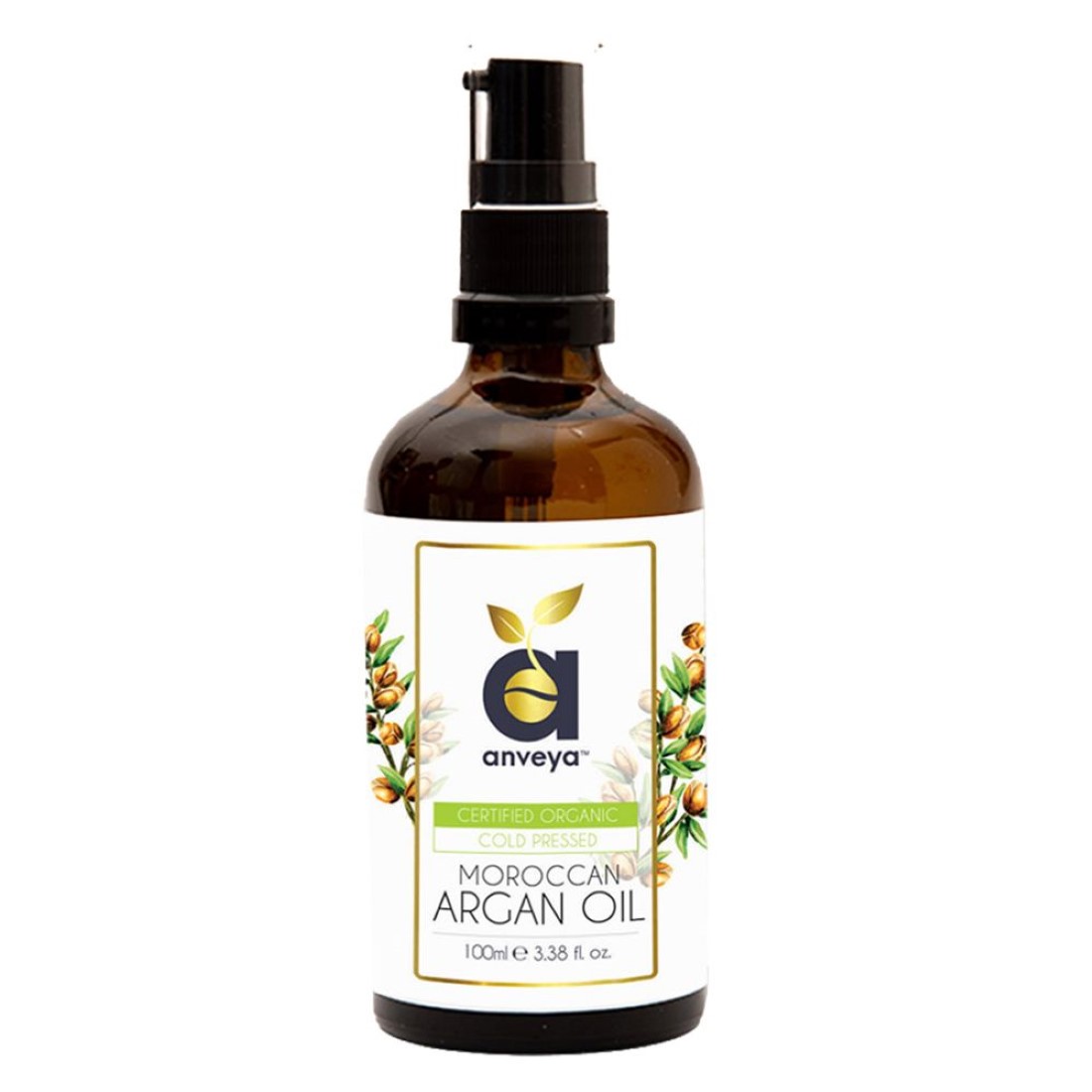 Anveya Moroccan Argan Oil- Cold-Pressed Organic (100ml)