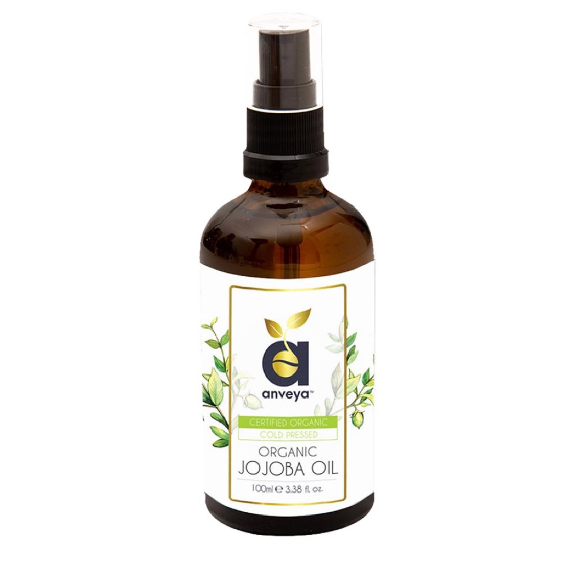 Anveya Jojoba Oil, Cold-Pressed & Certified Organic, 100ml