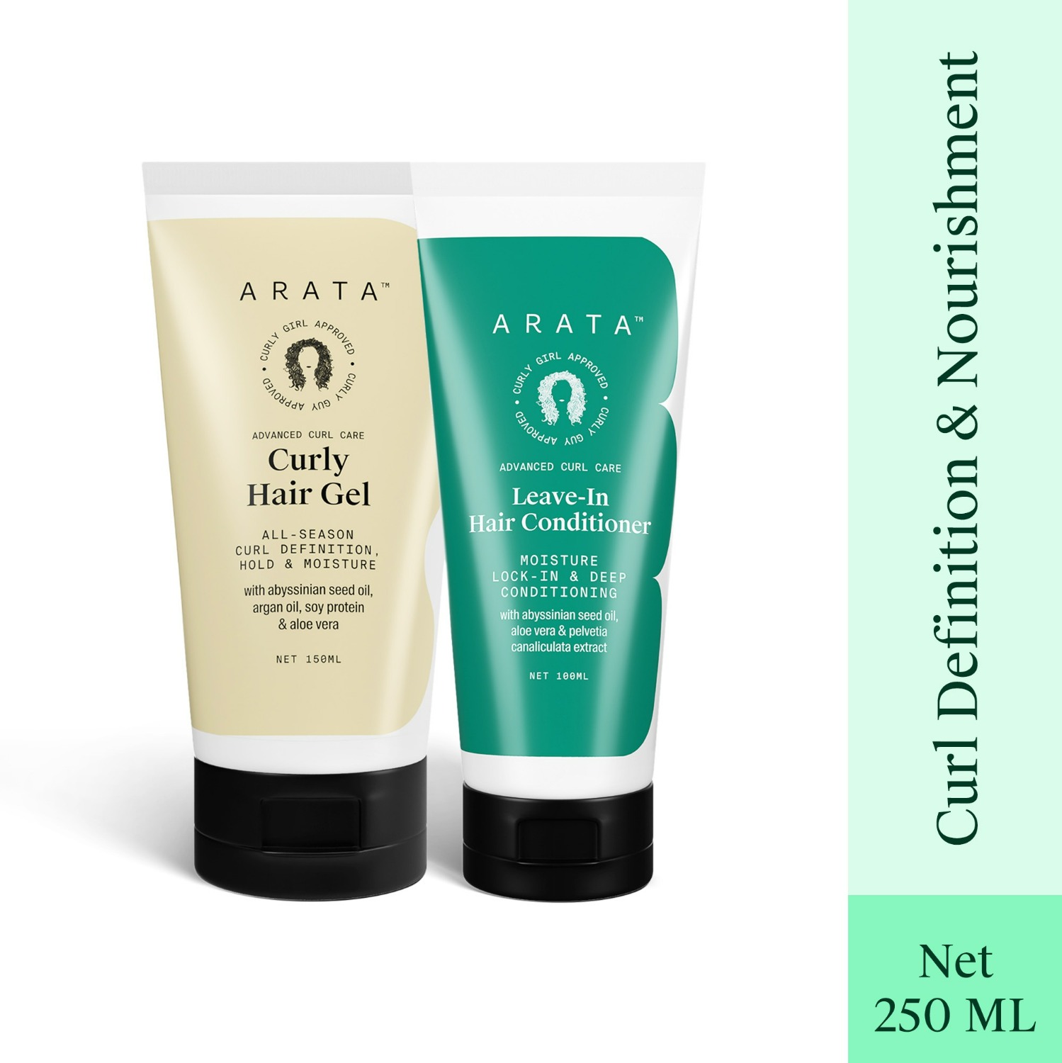 Arata Advanced Curl Care Duo| Leave-In Conditioner (100 ML) &  Advanced Curl Care Curly Hair Gel (150 ML) | Intensely Moisturises & Conditions | All-Season Curl Definition & Hold | CG Friendly 
