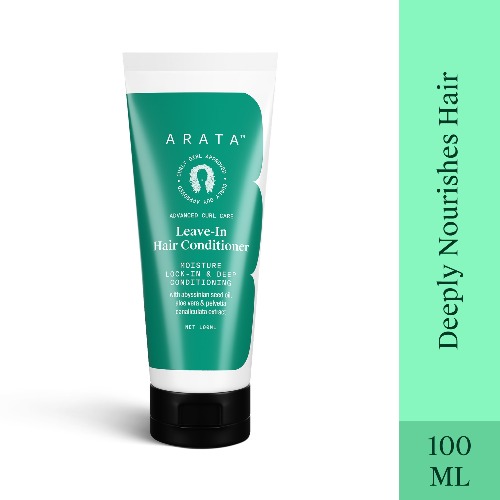 Arata Advanced Curl Care Leave-In Conditioner (100 ML) | Moisturizes & Deep Conditions For Soft Curls | Abyssinian Seed Oil, Aloe Vera & Pelvetia Canaliculata | Repairs & Conditions | CG Approved