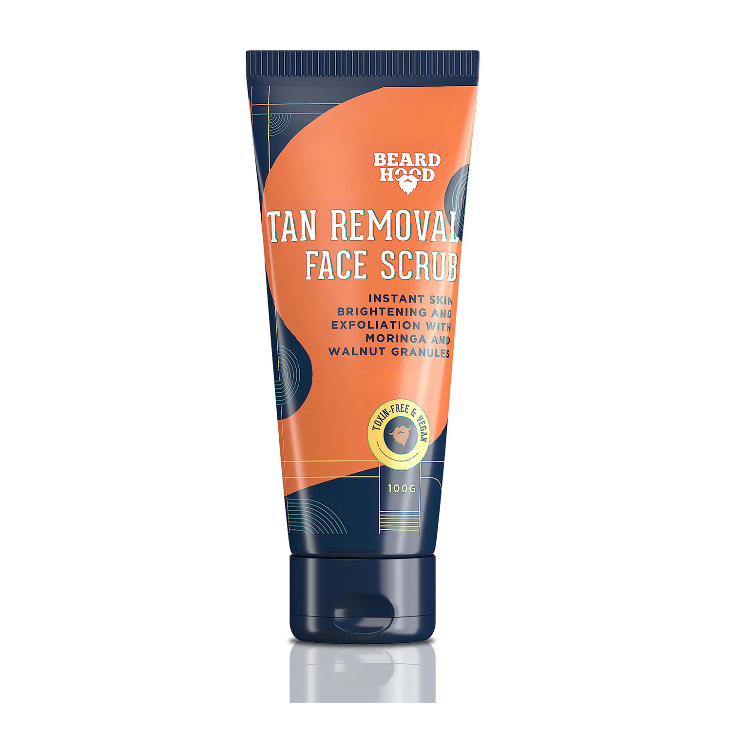 Beardhood De Tan Removal Face Scrub 100g, Enriched with Moringa, Walnut Granules & Almond Oil | Skin De-Tan | Exfoliation and Deep Cleaning | All Skin Types | SLS & Paraben Free