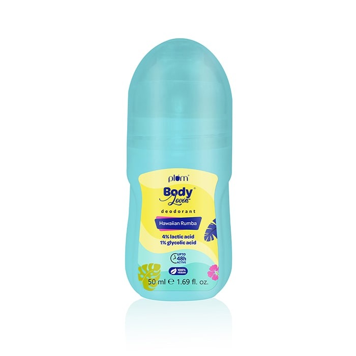 Plum BodyLovin' Hawaiian Rumba Deodorant Roll-On | 48 Hour Odor Control | Lactic Acid & Green Tea Extract | Fresh Beachy Fragrance | 100% Vegan