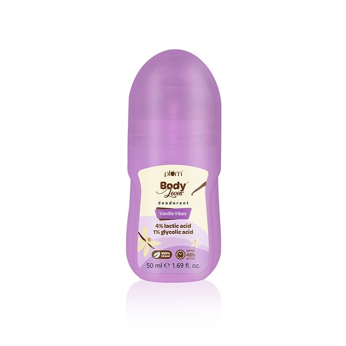 Plum BodyLovin' Vanilla Vibes Deodorant Deodorant Roll-On | 48 Hour Odor Control | Lactic Acid & Green Tea Extract | Sweet Vanilla Fragrance | 100% Vegan