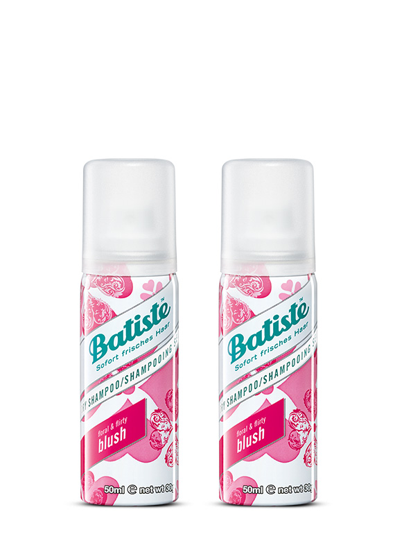 Batiste Instant Hair Refresh Dry Shampoo With Floral & Flirty Blush Fragrance, Absorb Oil Between Washes, Waterless Shampoo - 50 ml (Pack of 2)