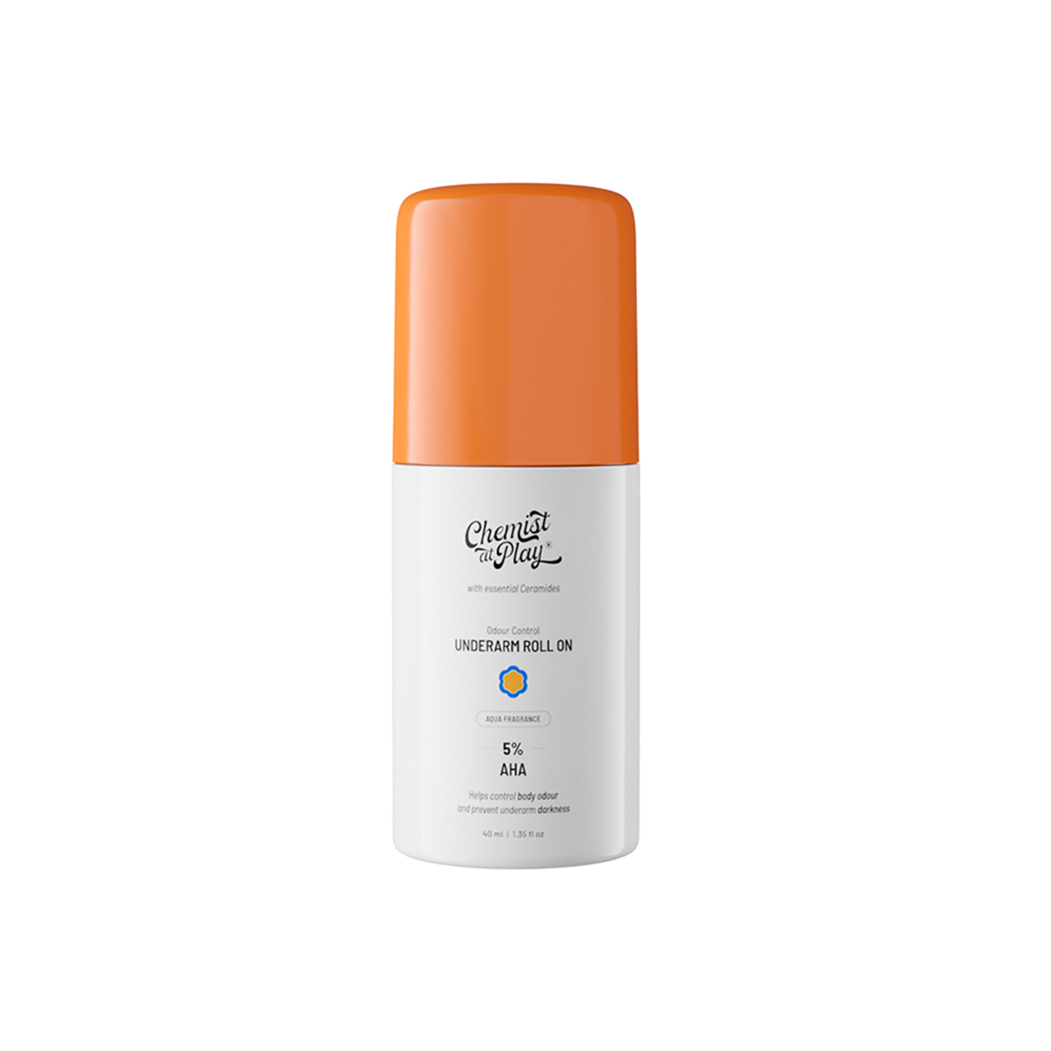 Chemist at Play UnderArm Roll On with 4% Lactic Acid & 1% Mandelic Acid | Prevents Odour, Help Whitens & Brightens Skin, Kills Bacteria & Exfoliates Underarm | Long Lasting Aqua Fragrance | Alcohol & Aluminium Free | 40 ml