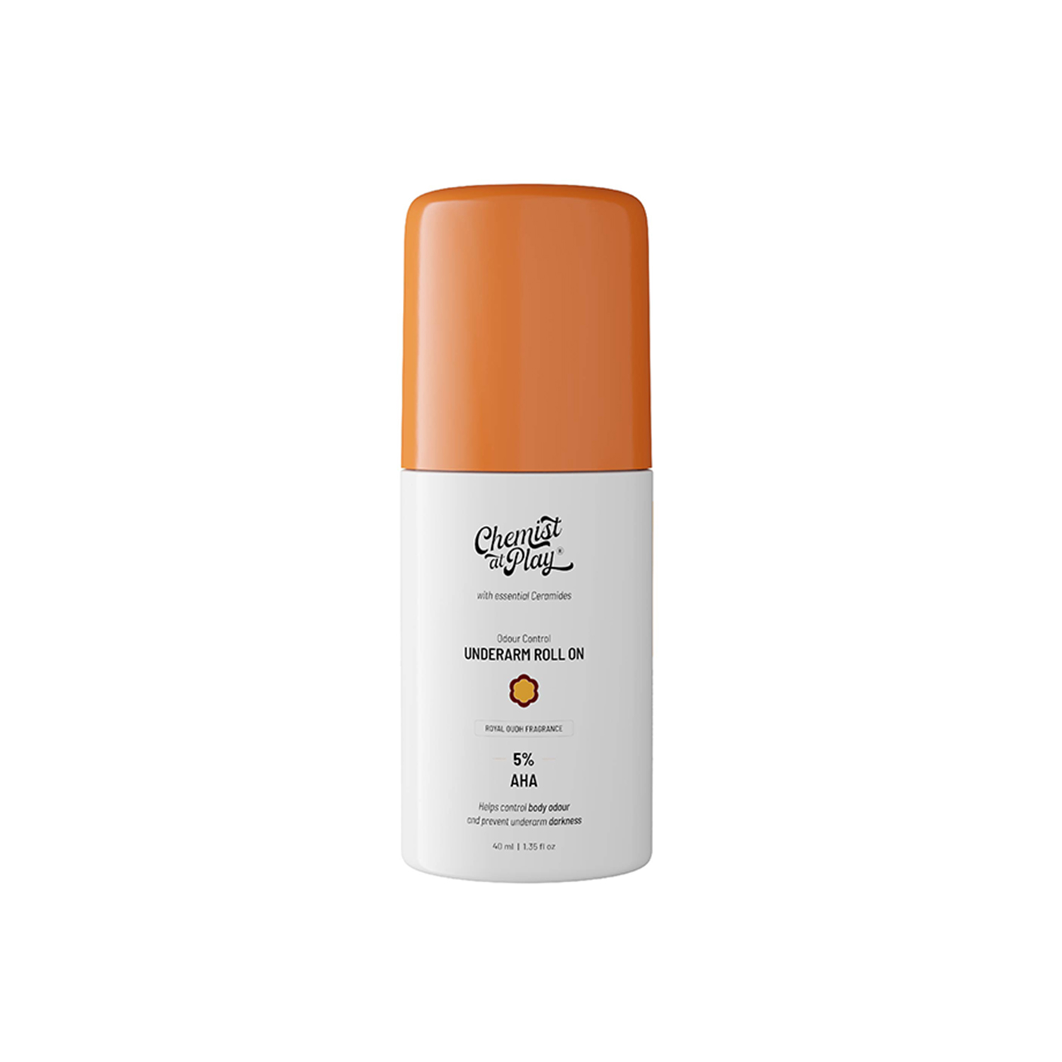 Chemist at Play UnderArm Roll-On with 5% Lactic Acid & 1% Mandelic Acid | Prevents Odour, Brightens Skin & Exfoliates Underarm | Royal Oudh | Sensitive Skin Friendly | Alcohol & Aluminium Free | 40ml