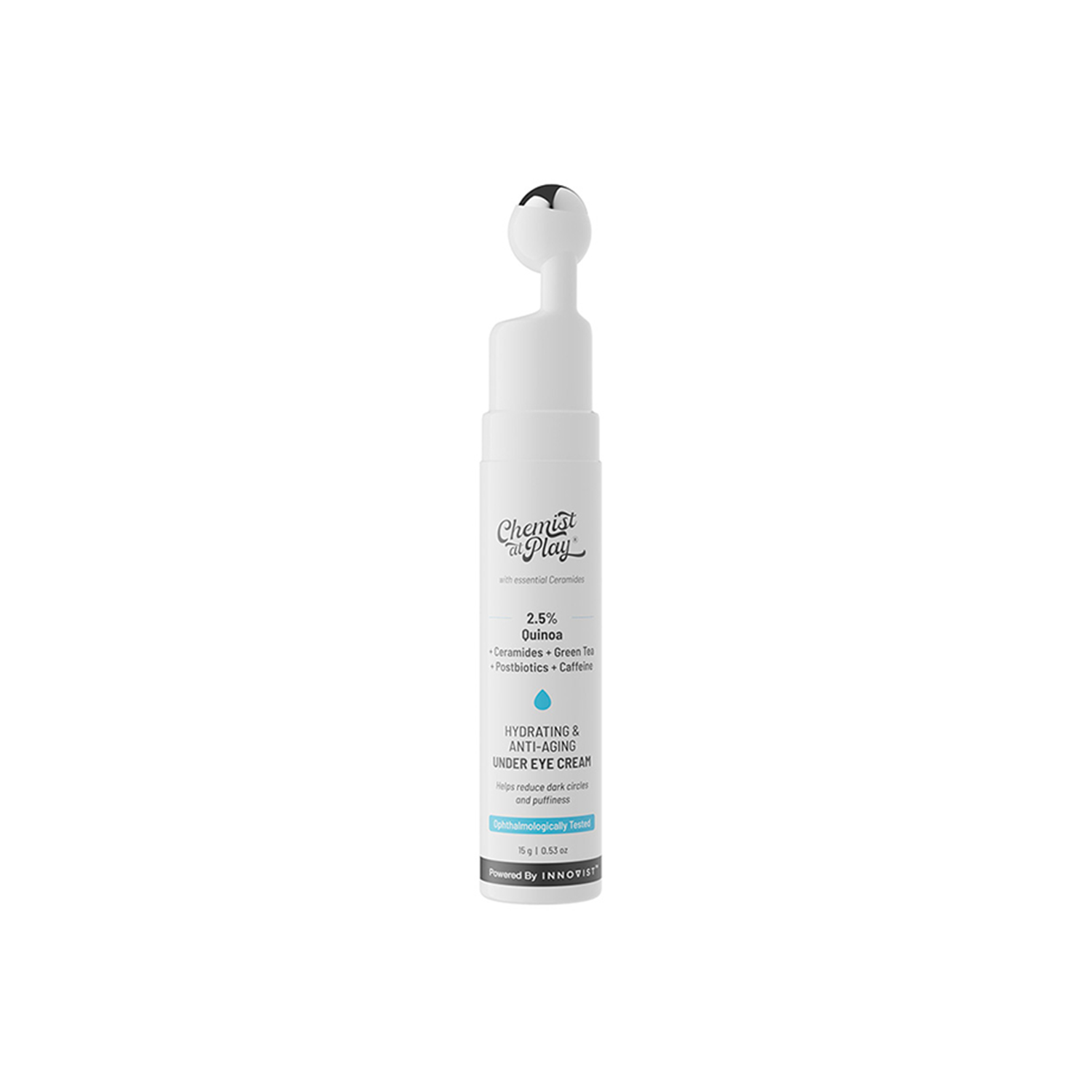 Chemist At Play Under Eye Cream with 2% Revital Eye & Quinoa Extract | For Dark Circles, Puffiness, Wrinkles, Crows Feet | Lightweight, Hydrating | Plant-based Ceramides, 100% Vegan | 15 g