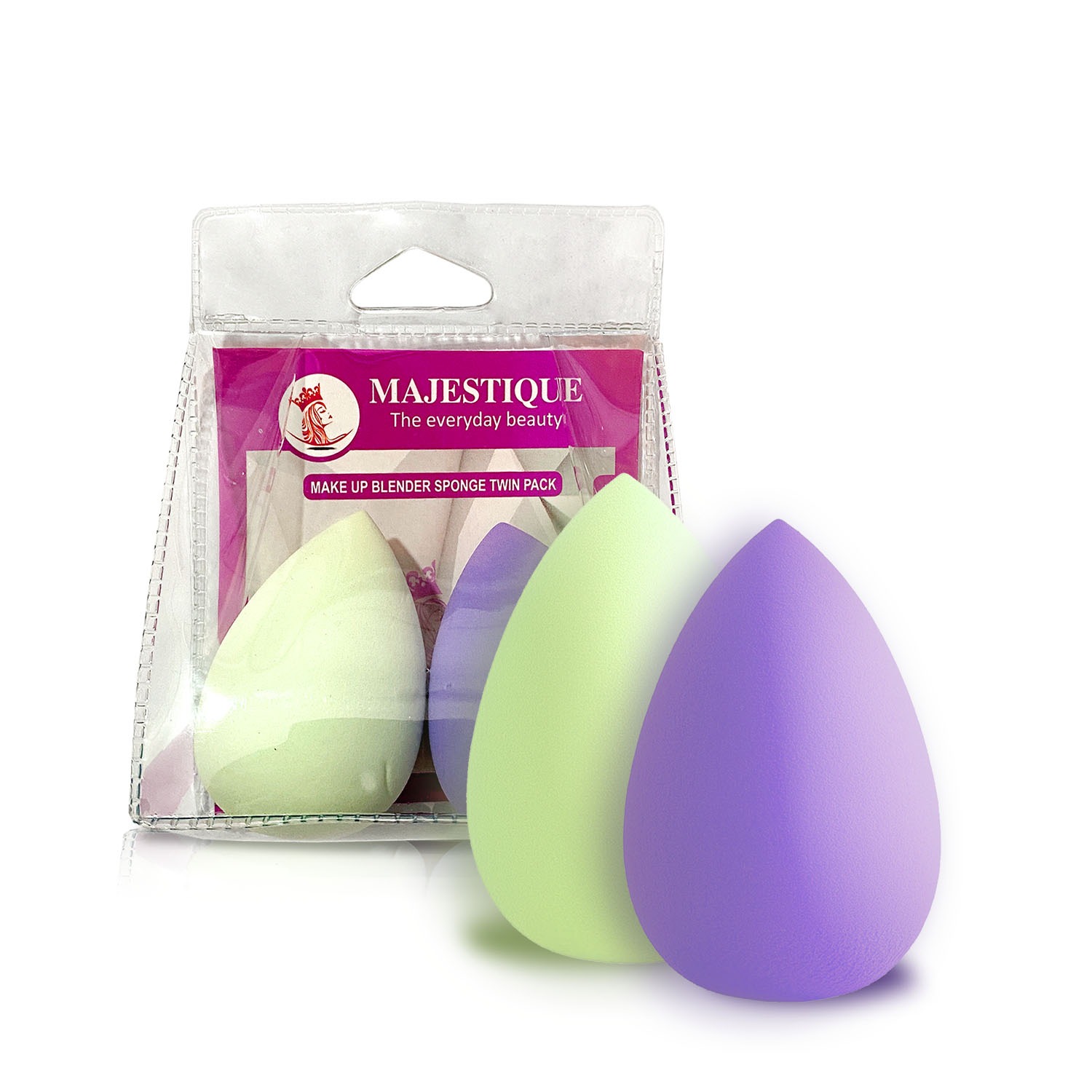 Majestique Pointed Shape - 2Pcs Foundation Beauty Blender Makeup Sponge - Color May Vary