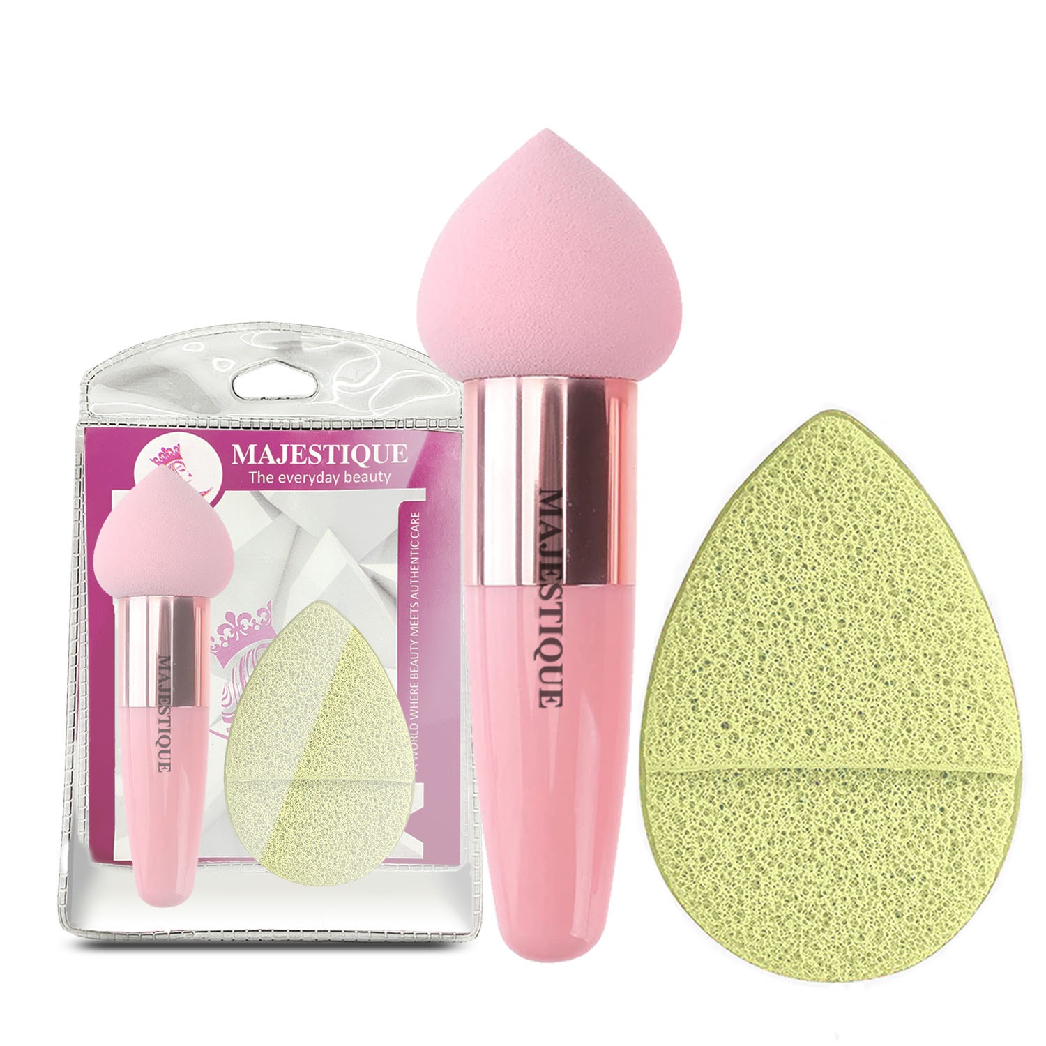 Majestique Facial Cleaning Sponge with Pointed Makeup Sponge - Color May Vary