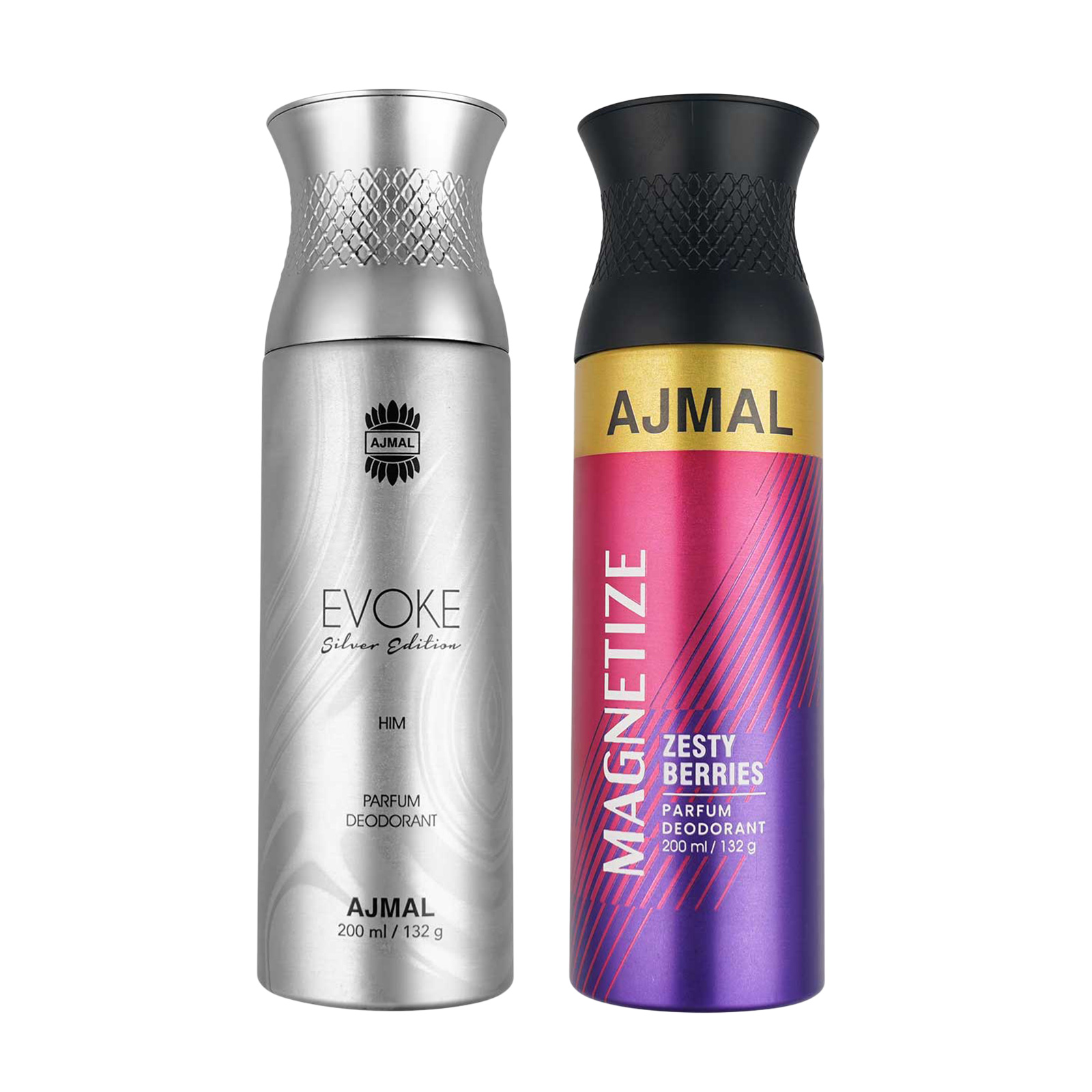 Ajmal Evoke Silver Edition Gift For Him Gift For Men and Magnetize Gift For Men & Women High Quality Deodorants each 200ML Combo pack of 2 (Total 400ML)