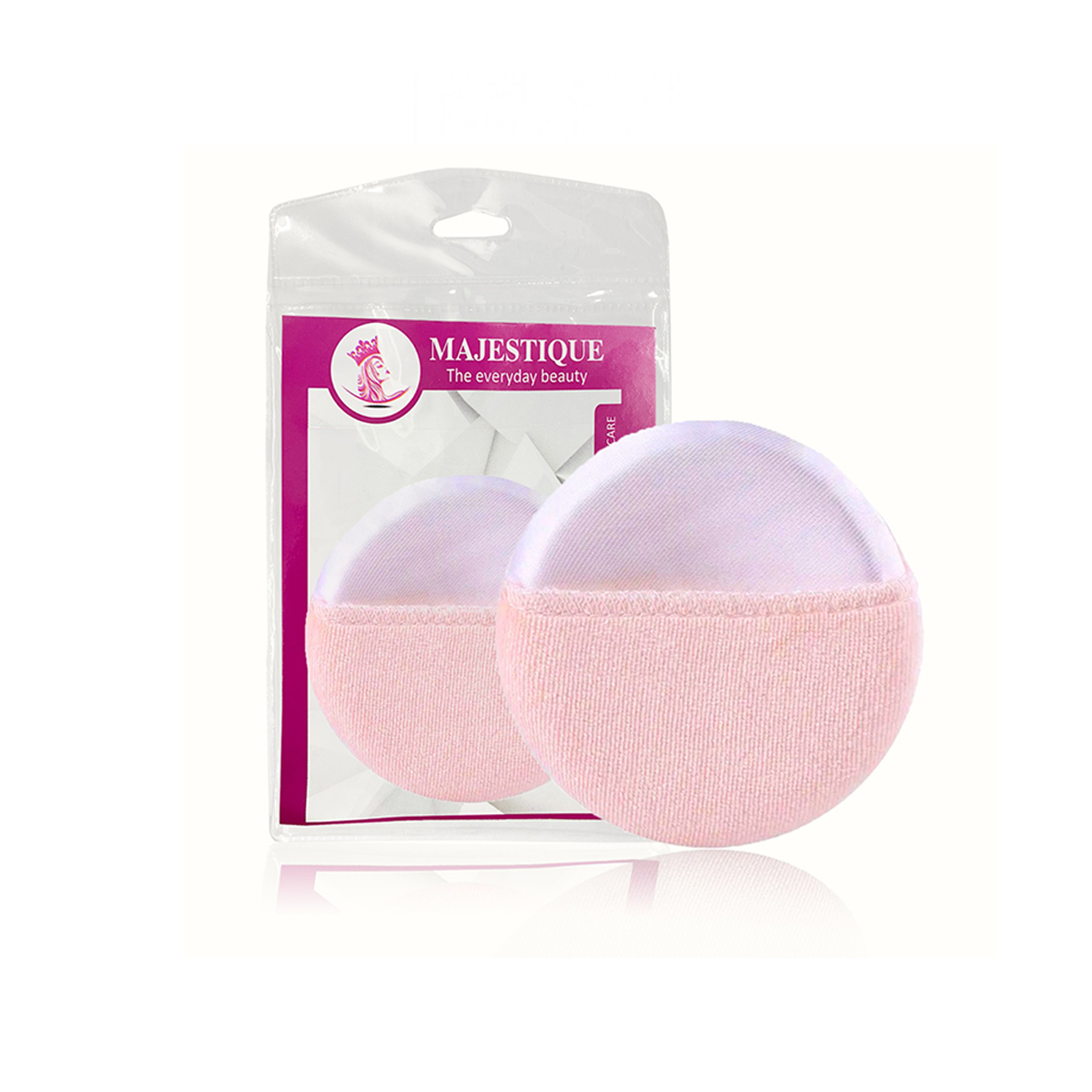 Majestique Round Cotton Powder Puffs FC15 Washable Large Face Body Powder Puffs - Color May Vary