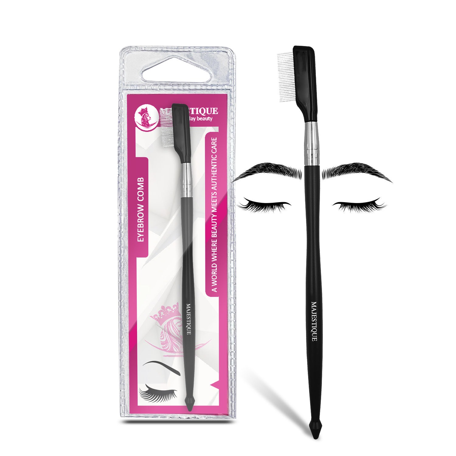 Majestique Metal Eyebrow and Eyelash Comb Extension Brush FC37 Professional Beauty Tool