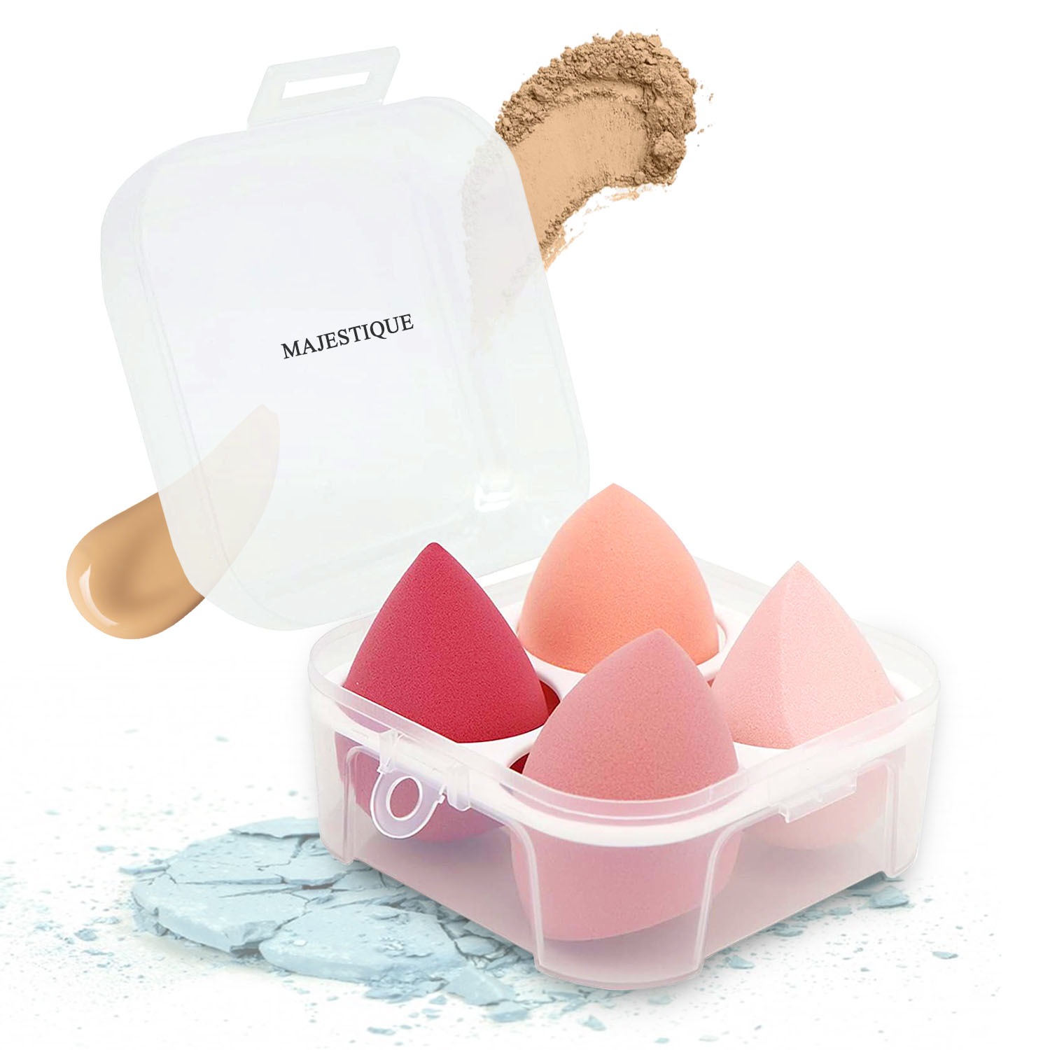 Majestique Professional Makeup Sponges Set with Egg Case 