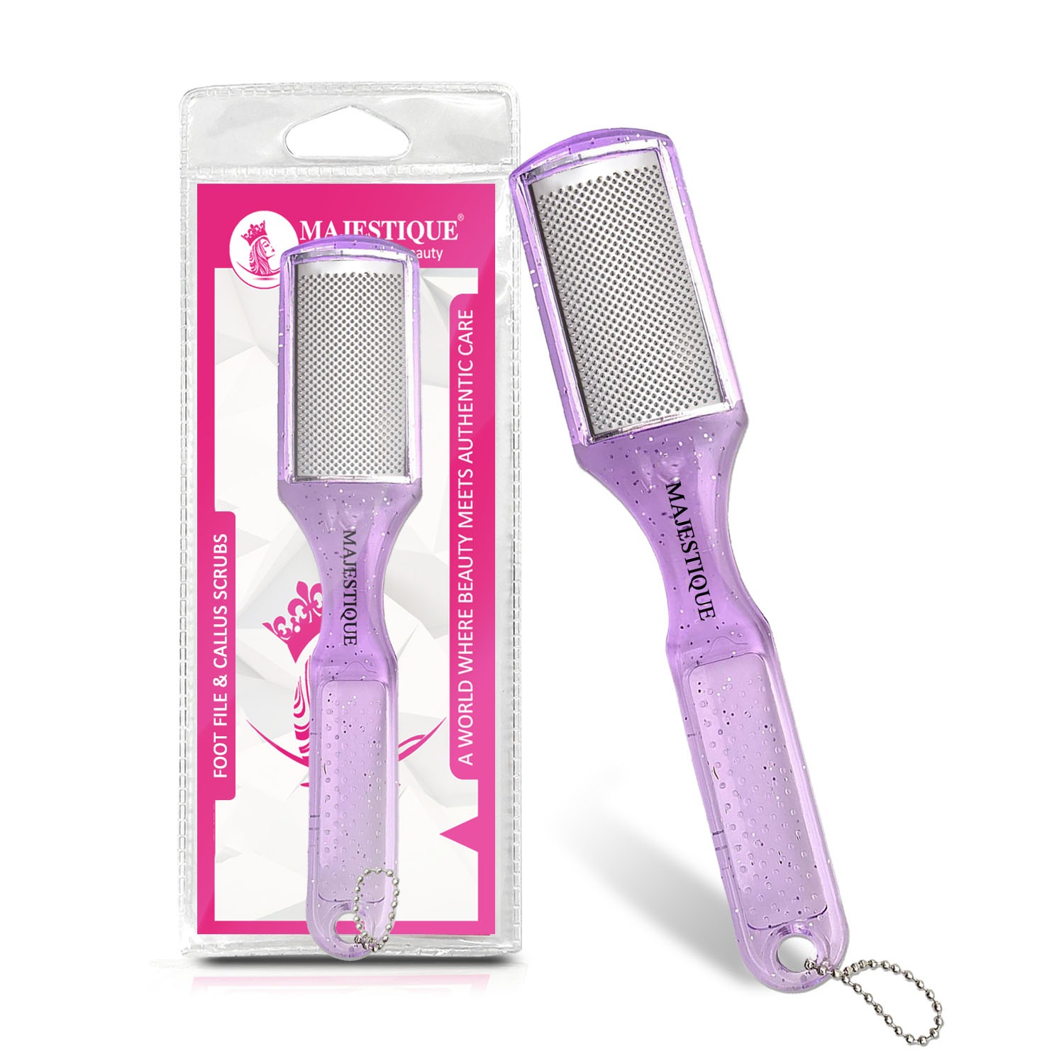 Majestique Foot Scraper for Callus & Heel Removal - Dry & Wet Pedicure Tool - Color May Vary