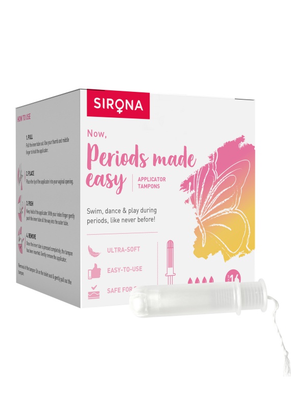 Sirona Premium Applicator Tampons, Super Plus Heavy Flow (16 Pcs)