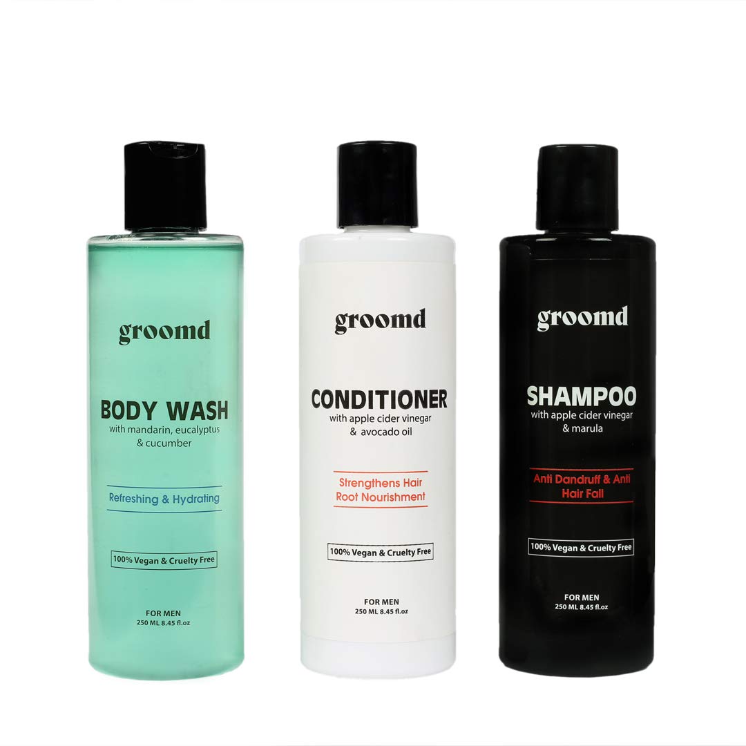 Groomd Hair & Body Cleansing Set - Pack of 3