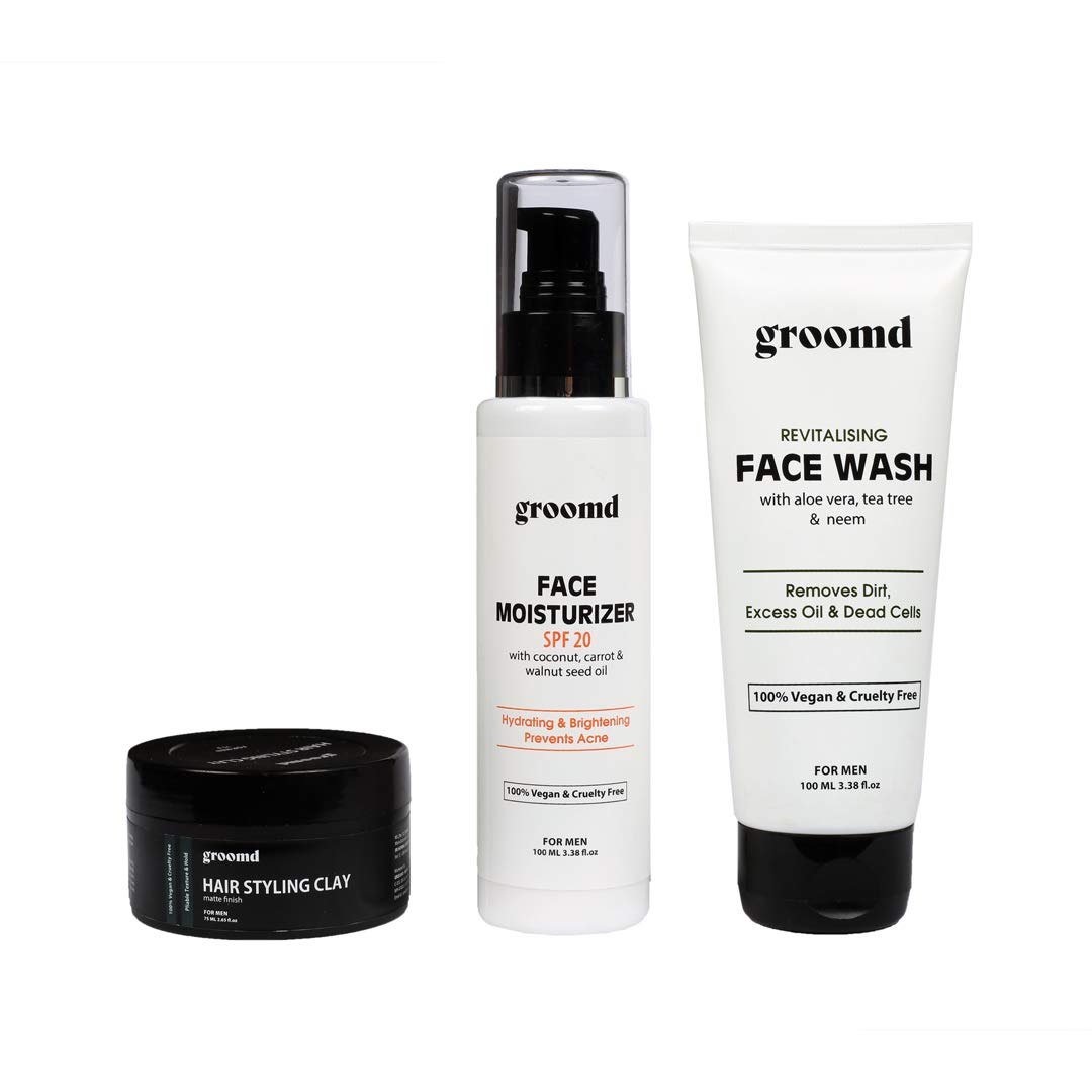 Groomd Face Care and Hair Styling Set - Pack of 3