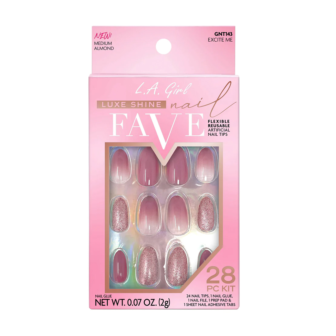 L.A.Girl Luxe Shine Nail Fave Artificial Nail Tips-Excite Me -28 Pc Kit