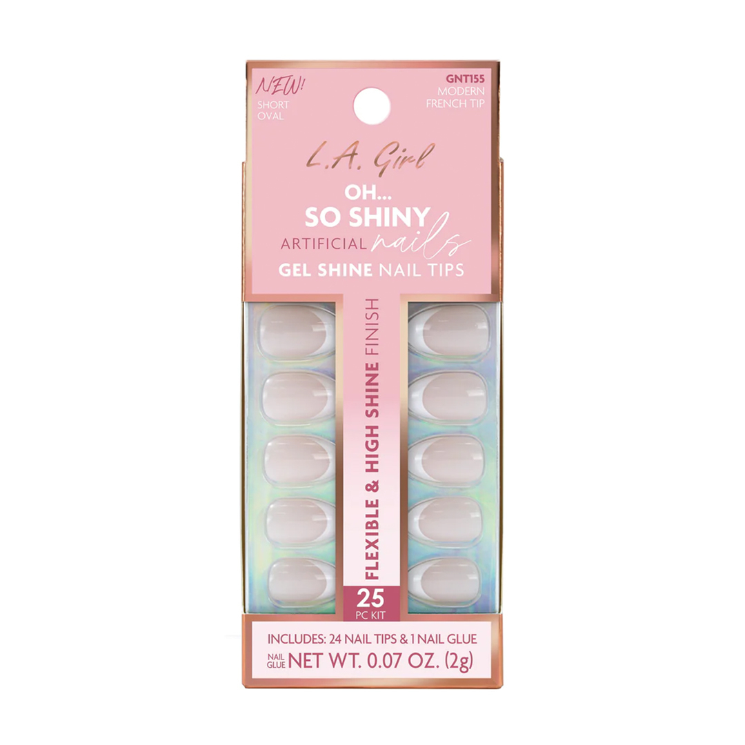 L.A.Girl Oh So Shiny Artificial Nail Tips-Modern French Tip -25Pc Kit