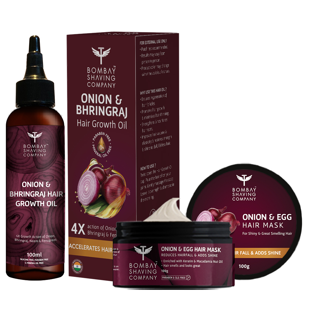 Bombay Shaving Company Onion & Egg Hair Mask and Onion Hair Oil (Combo pack)