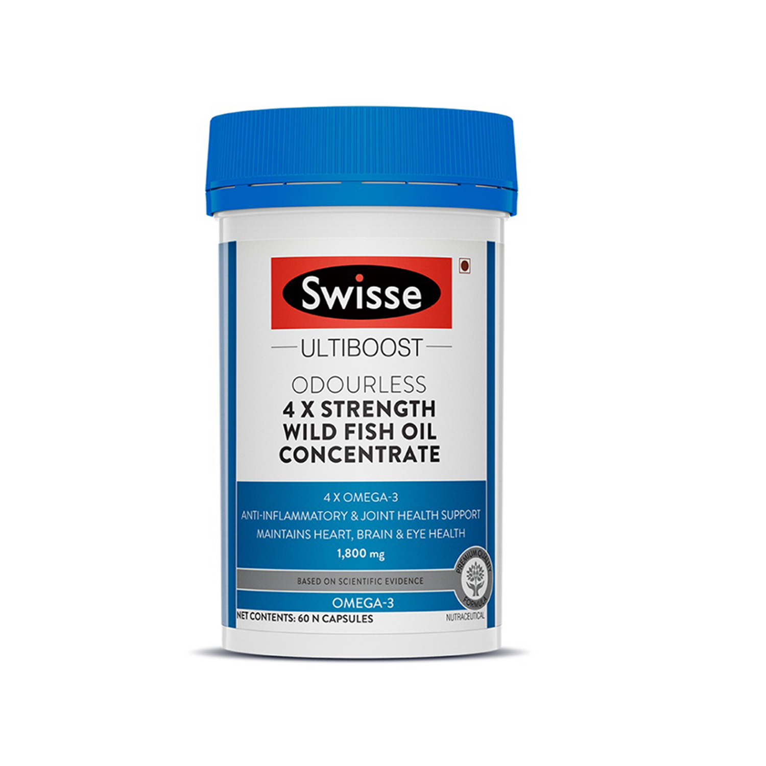 Swisse Ultiboost Odourless 4X Strength Wild Fish Oil Supplement 60 Tablets