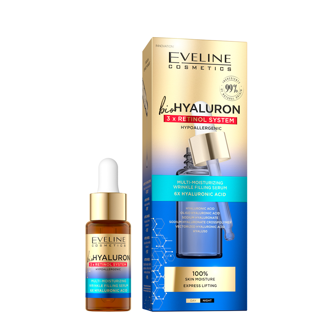 Eveline Cosmetics Biohyaluron 3Xretinol System Multi-Moisturizing Wrinkle Filling Serum 18Ml