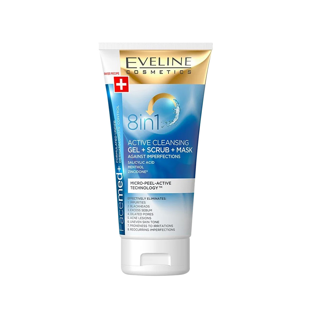 Eveline Cosmetics Facemed+ 8In1 Active Cleansing Gel+Scrub+Mask 150Ml