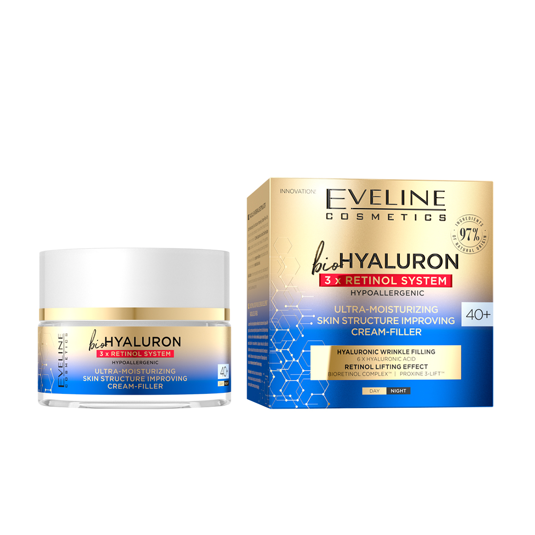 Eveline Cosmetics Bio Hyaluron 3Xretinol System Ultra-Moisturizing Skin Structure Improving Cream 40+ 50Ml