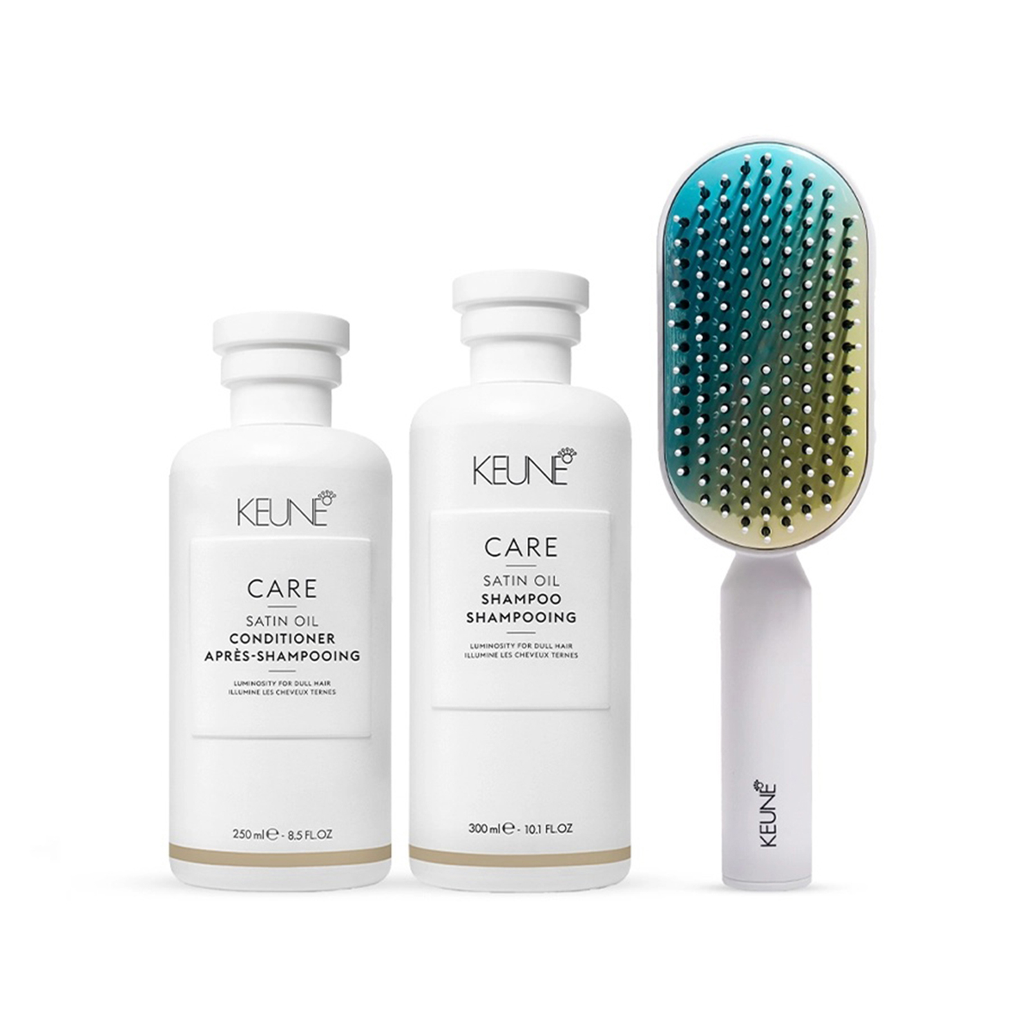 CARE Satin Oil Shampoo & Conditioner with Keune Hair Professional Brush