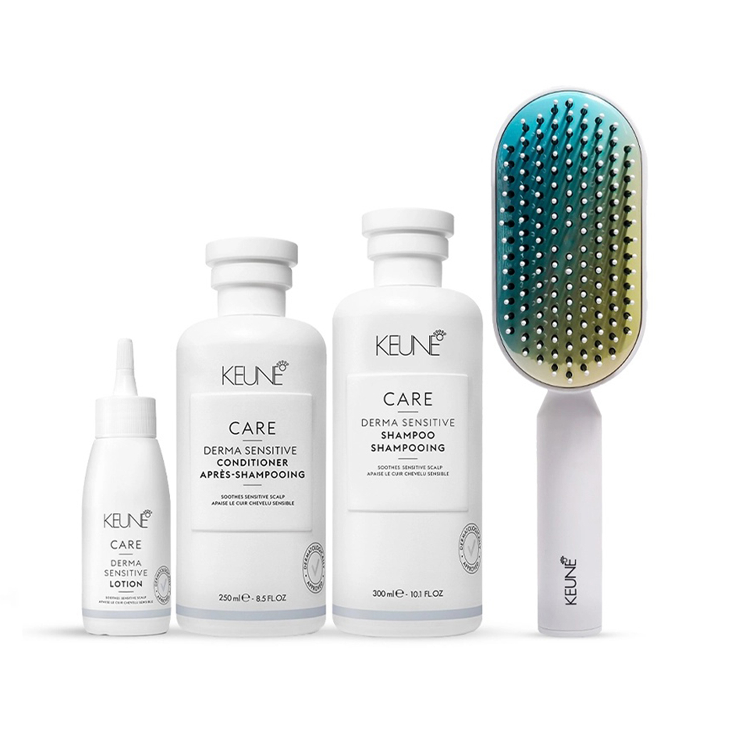 CARE Derma Sensitive Shampoo & Conditioner + Lotion with Keune Hair Professional Brush