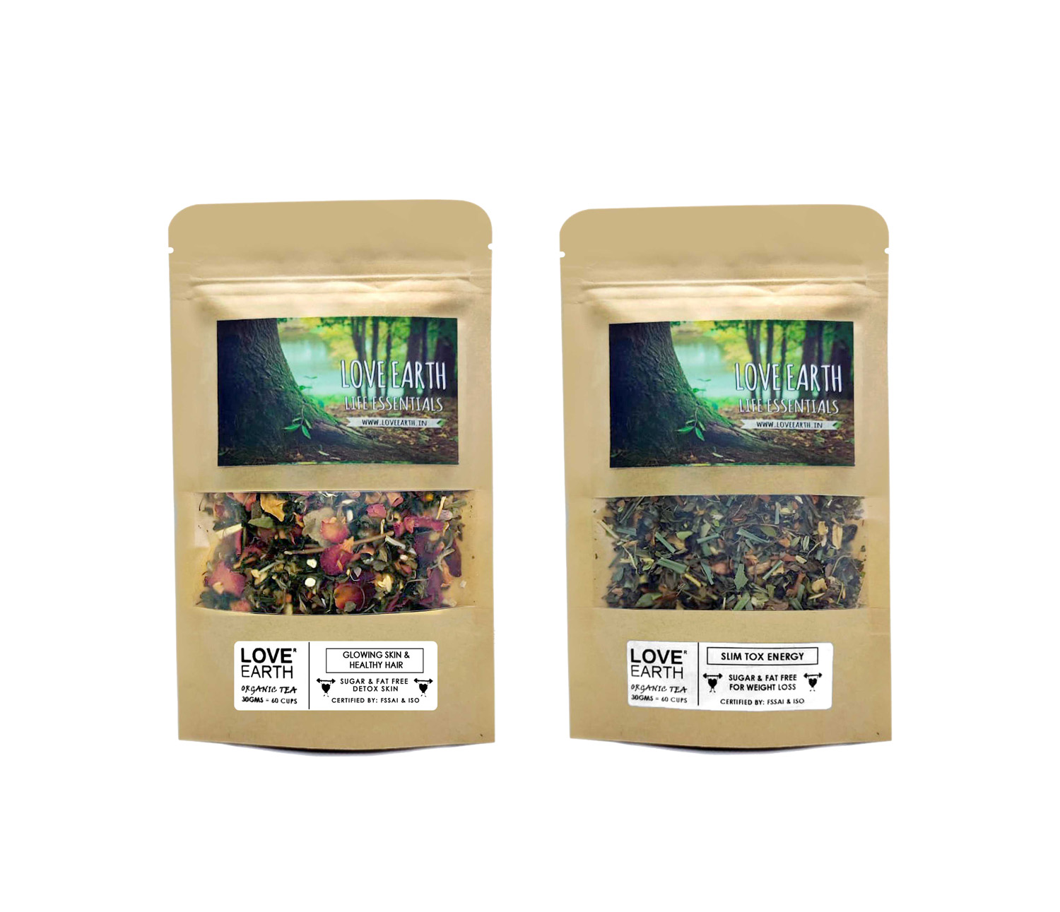 Love Earth 60 Days Tea-Tox Combo- Glowing Skin, Healthy Hair 