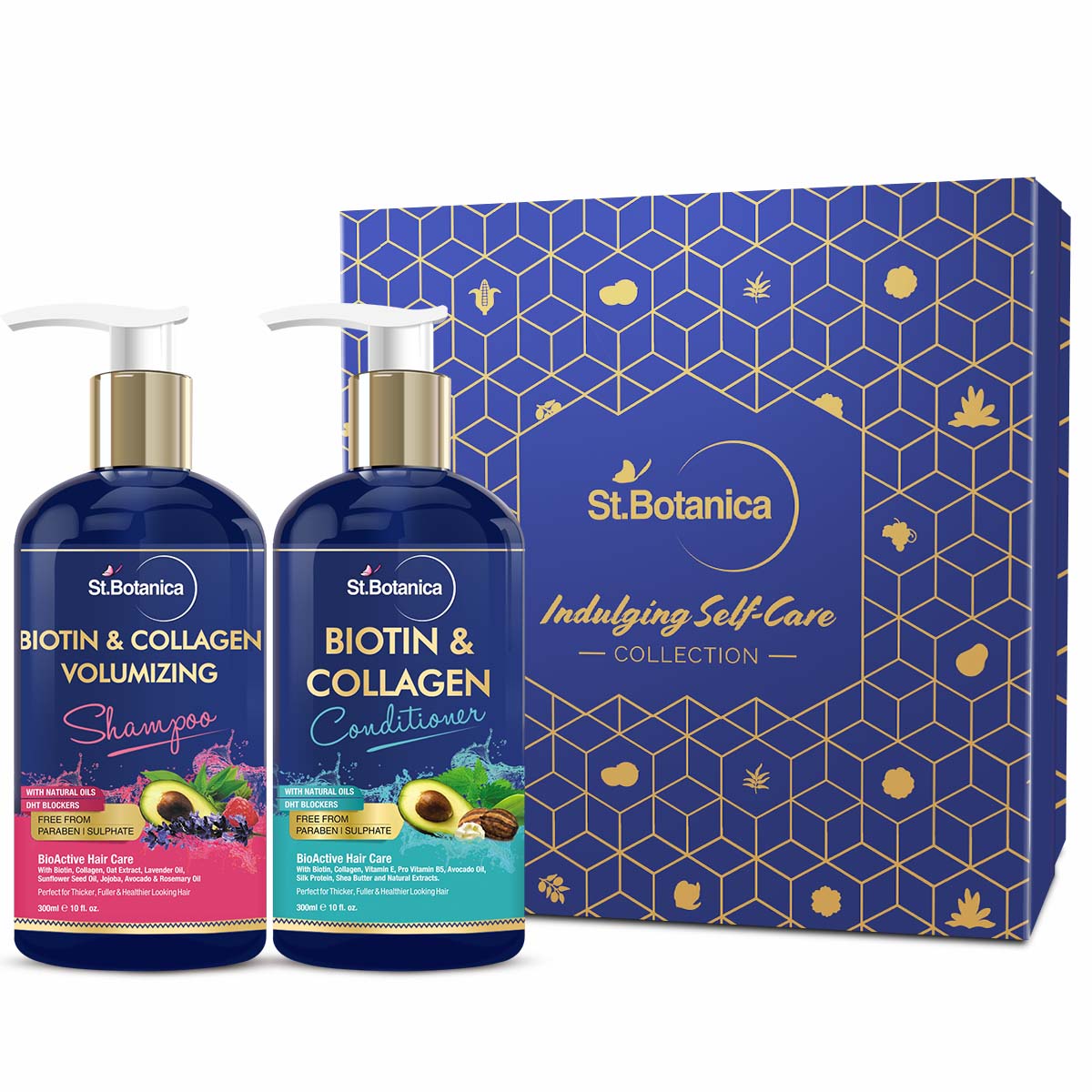 St.Botanica Biotin & Collagen Volumizing Hair Shampoo + St.Botanica Biotin & Collagen Hair Conditioner, 300ml