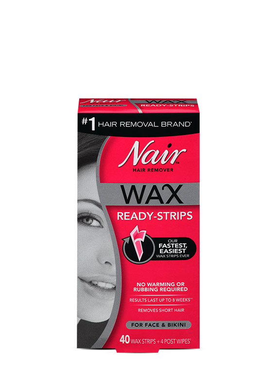 Nair 2 Size cherry and orchid blossom extracts Ready Wax Strips For Face And Bikini - 40 Wax Strips With 4 Non-Flushable Post Wipes