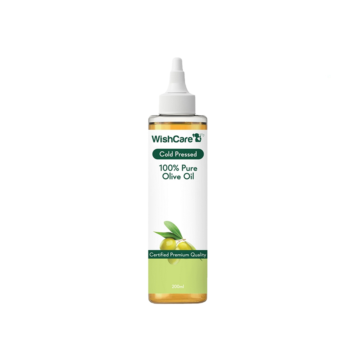 WishCare 100% Pure Cold Pressed Olive Oil for Healthy Hair and Glowing Skin (200ml)