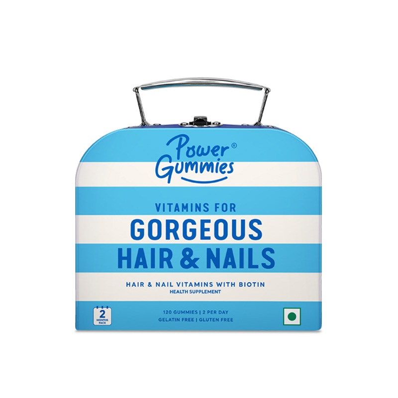 Power Gummies Hair & Nail Gummies With Biotin, Zinc, Vitamins A To E & Folic Acid- 120 Gummies