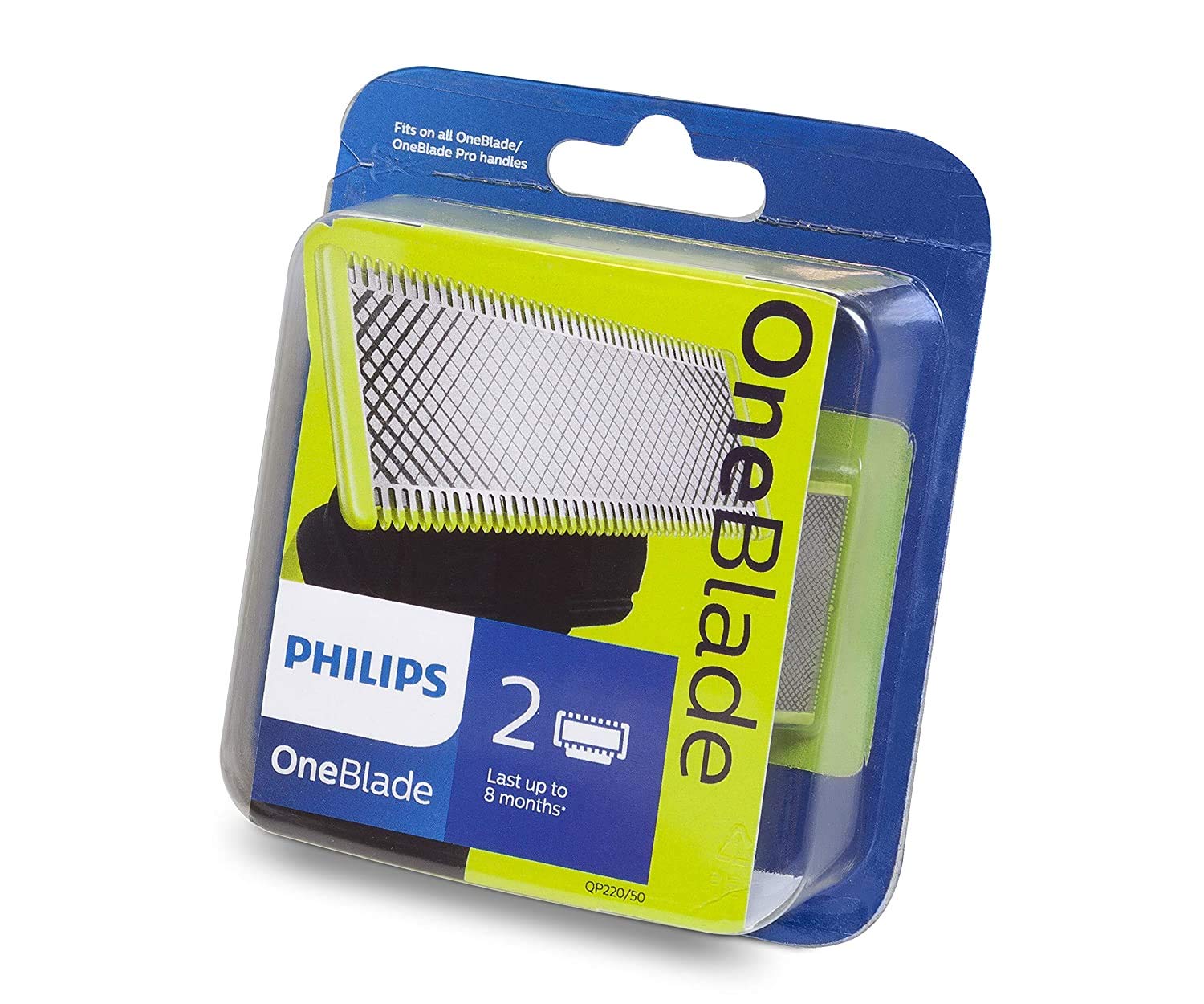 Philips Oneblade Replaceable Blade Pack Including 2 Replaceable Blades,  (Lime)