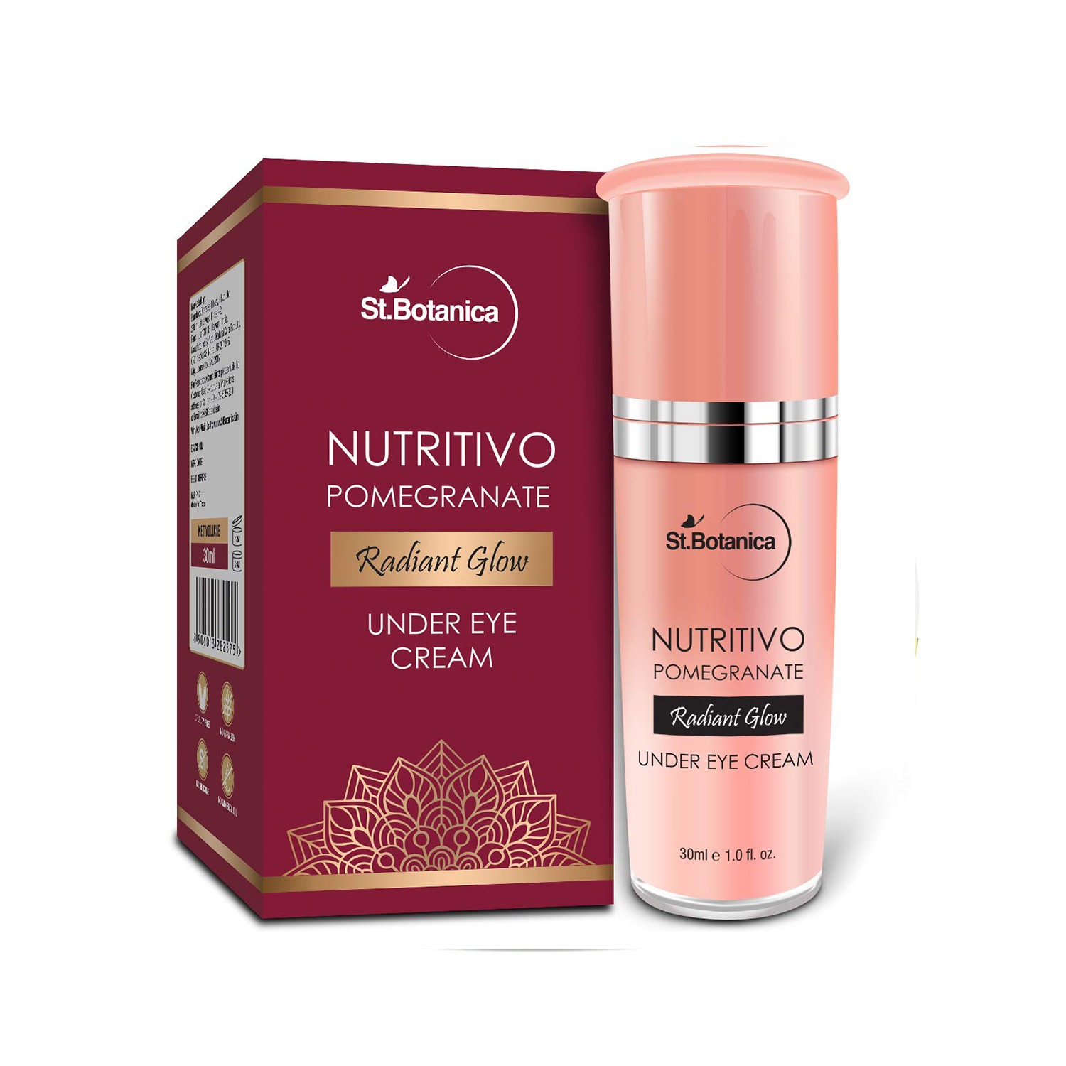 St.Botanica Nutritivo Pomegranate Radiant Glow Under Eye Cream, Brightening, Nourishing, Firm and Reduce Dark Circles for Normal Skin, 30 g