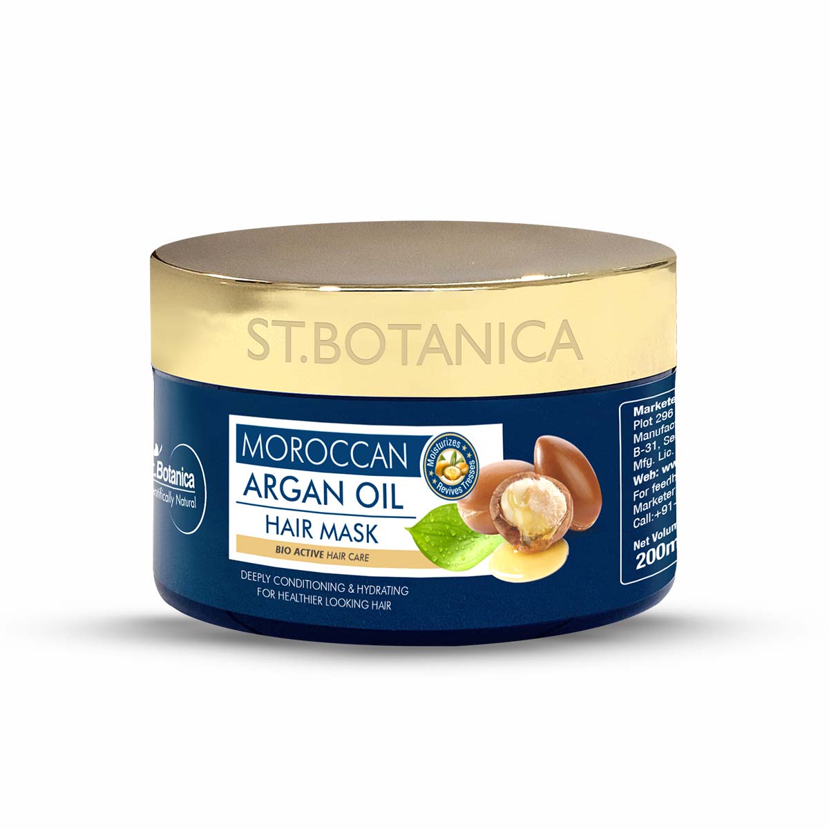 St.Botanica Moroccan Argan Hair Mask - Deep Conditioning & Hydration For Healthier Looking Hair, 200 ml