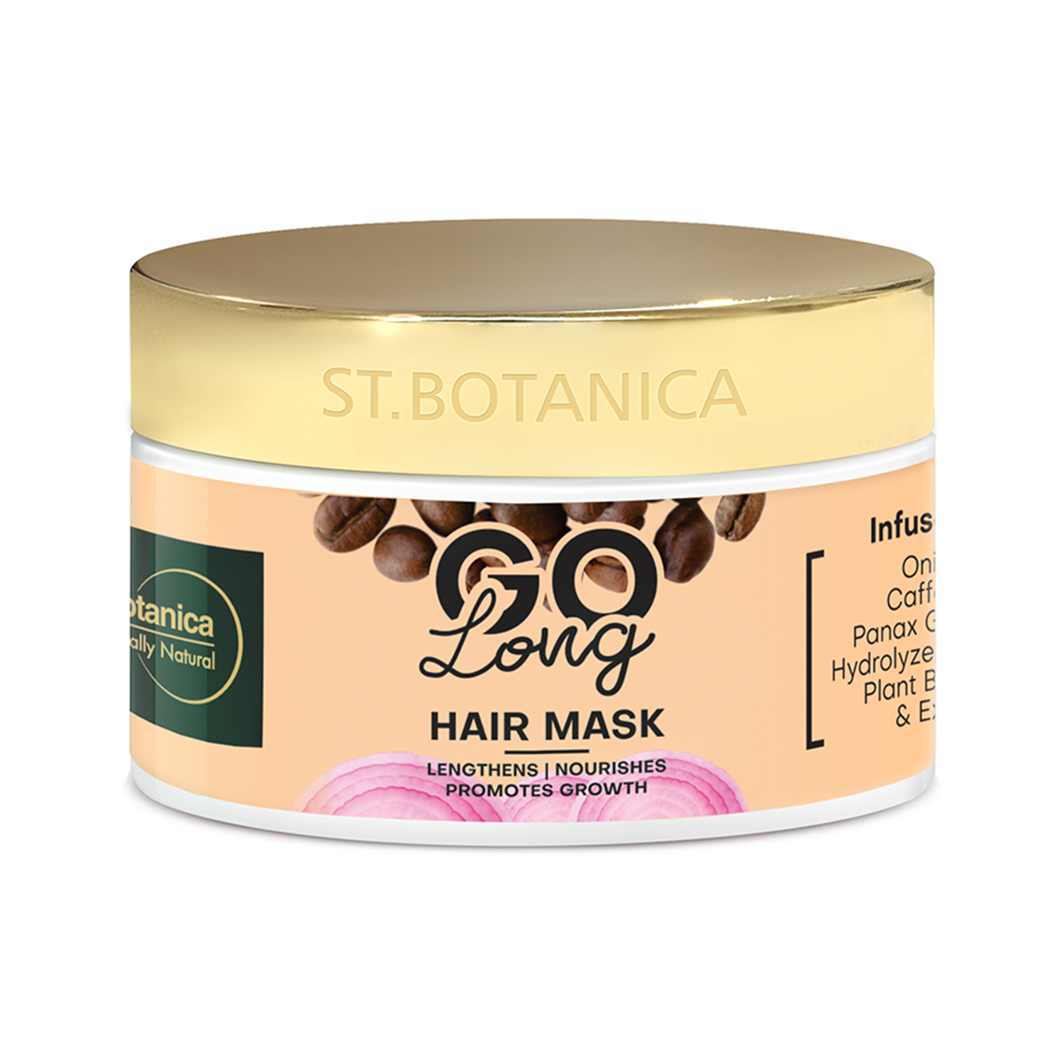 St.Botanica GO Long Onion Hair Mask - Infused With Onion Oil, Caffeine 1%, Hydrolyzed Keratin 2%, No Silicones - 200 g