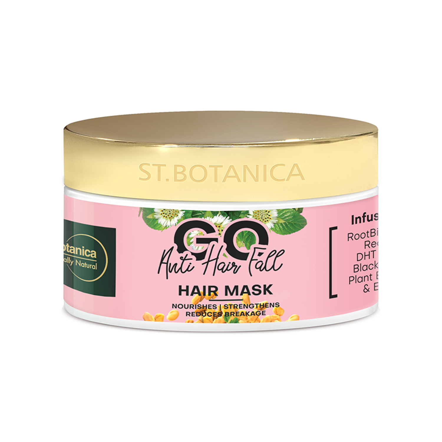 St.Botanica GO Anti Hair Fall Hair Mask - Infused With RootBioTec 3%, Redensyl, DHT Blockers, Keratin, No Silicones - 200 g