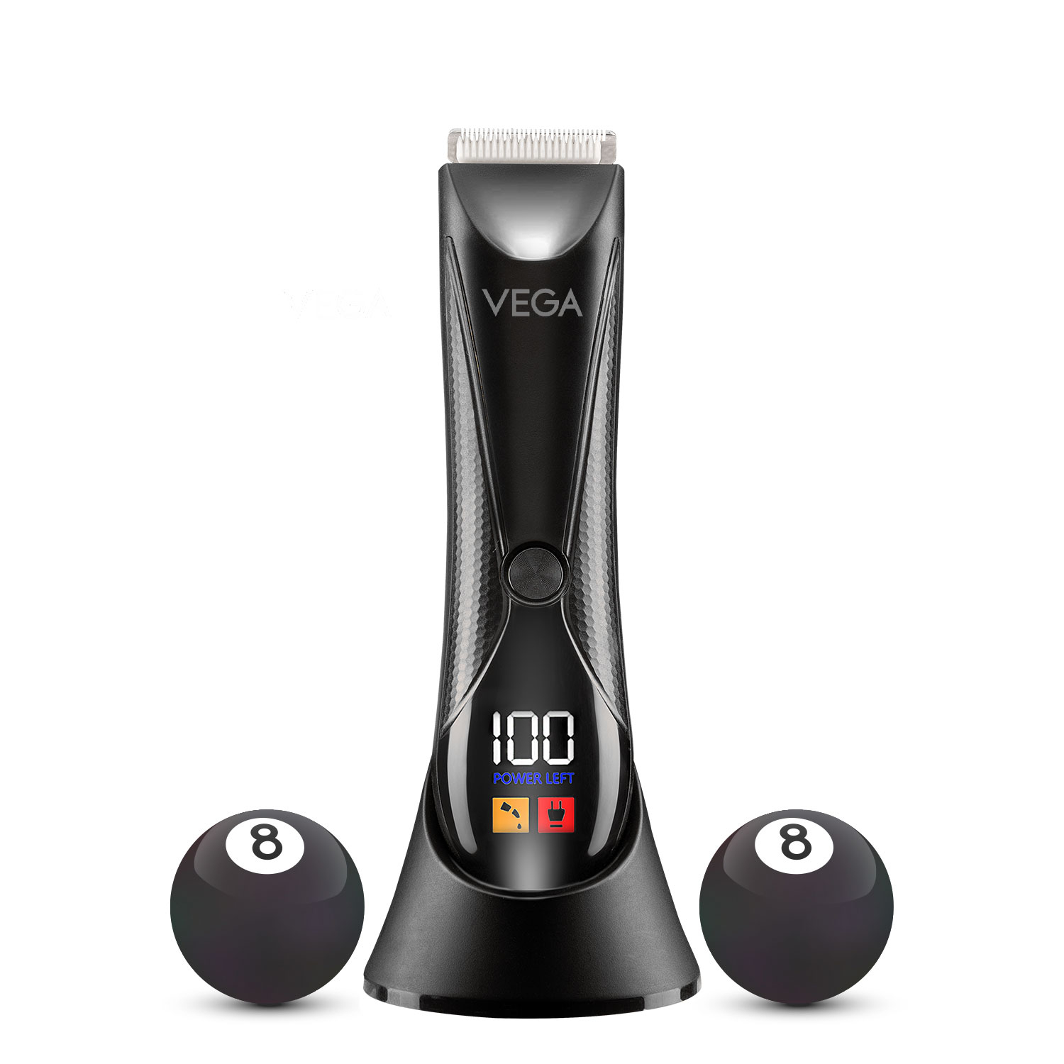 Vega Cleanball Body Trimmer for Men, Multi-Purpose Beard, Body, Pubic Hair Grooming, Private Part Shaving, Waterproof, 90 Min Runtime with LED Flashlight, 4 Comb Attachments, Shower Friendly, (VHTH-33)