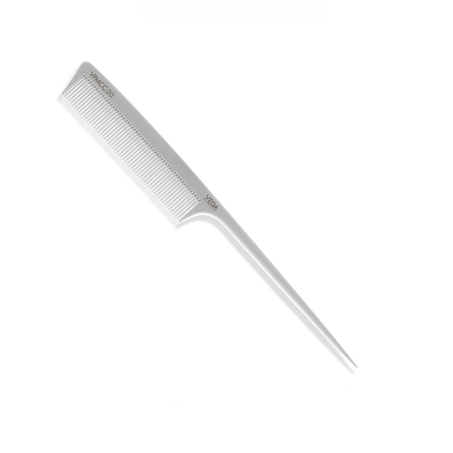 VEGA PROFESSIONAL Tail Comb, (Carbon Anti-Static White Line Hair Comb), (VPMCC-20)